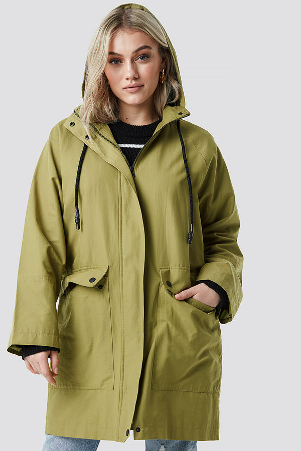 NA-KD Lightweight Hooded Parka grön