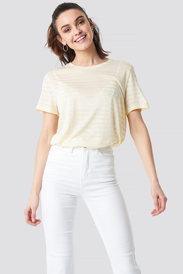 NA-KD Round Neck Striped T-Shirt multicolor gul