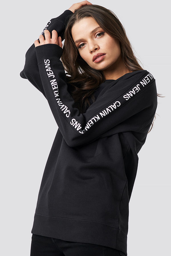 Calvin Klein Track Raglan Crewneck Sweater svart