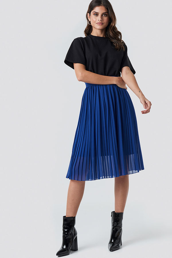 NA-KD Midi Pleated Skirt blå