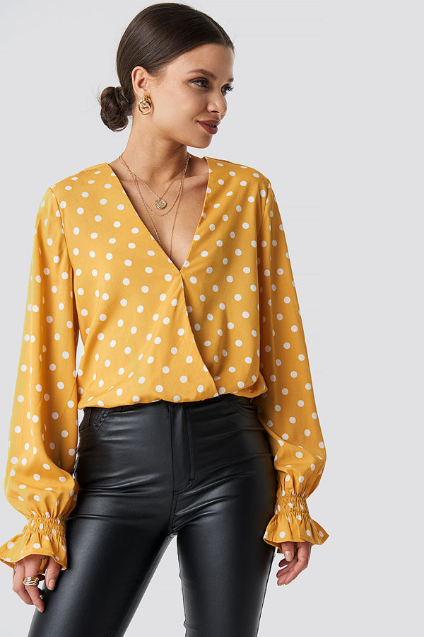 NA-KD Boho Wrap Dotted Blouse gul