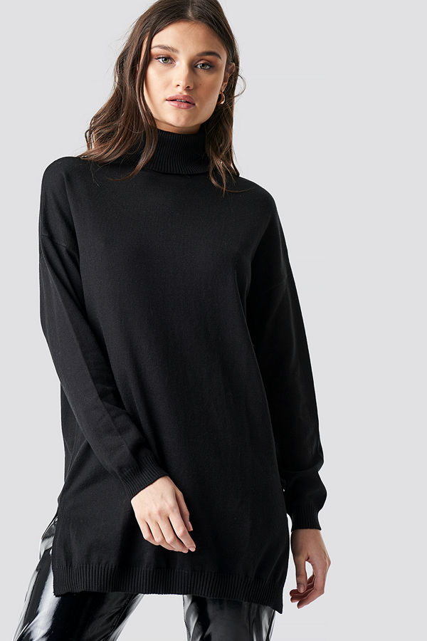 NA-KD Turtle Neck Long Sweater svart