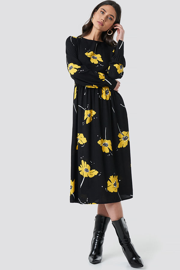 NA-KD Wide Cuff Balloon Sleeve Dress svart