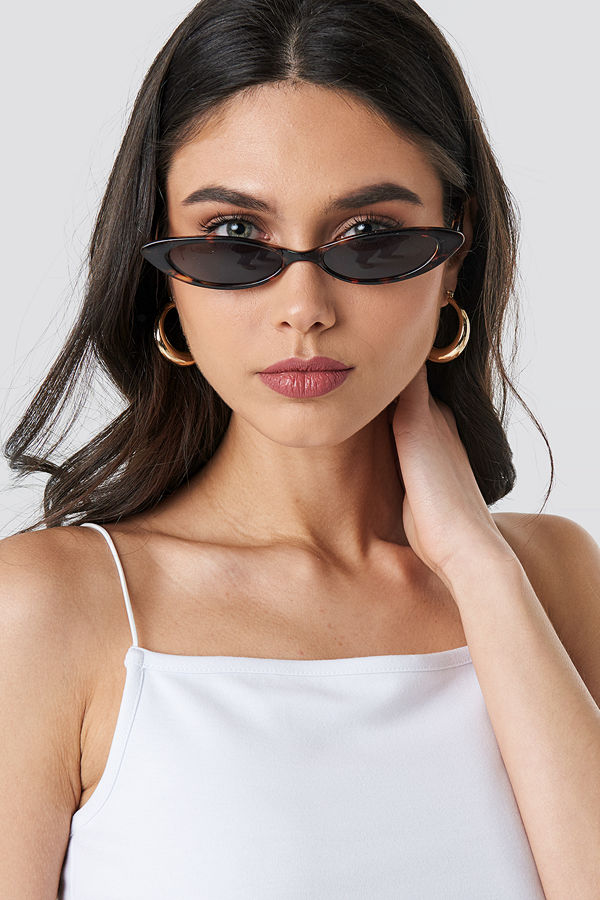 NA-KD Accessories Slim Pointy Cat Eye Sunglasses brun