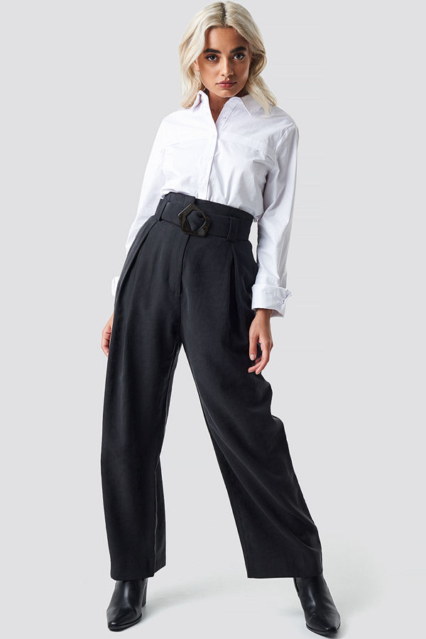Mango svarta byxor Bag Trousers svart
