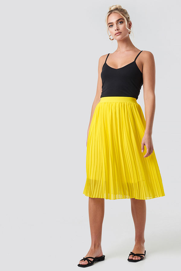 NA-KD Midi Pleated Skirt gul