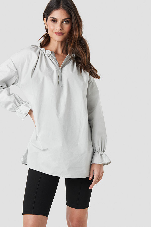 NA-KD Trend Gathered Neckline Tunic grå
