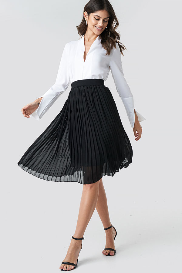 NA-KD Midi Pleated Skirt svart