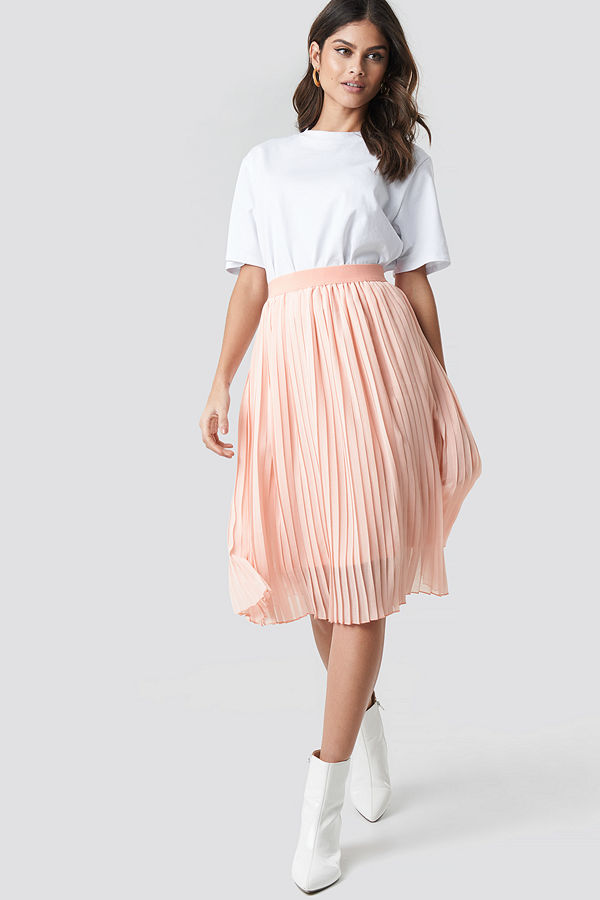 NA-KD Midi Pleated Skirt rosa