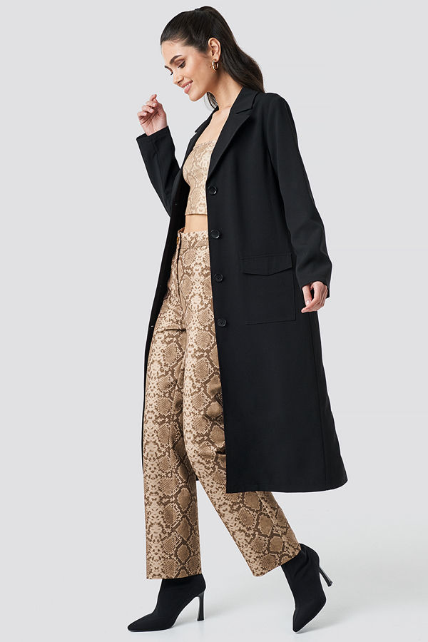 Anna Nooshin x NA-KD Front Button Ankle Coat svart
