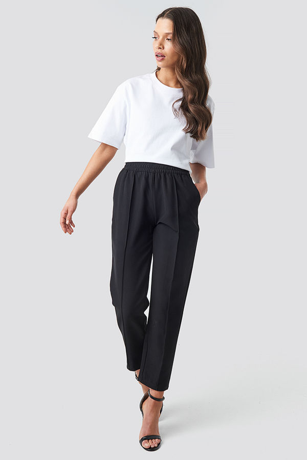 NA-KD svarta byxor Elastic Waist Seamline Pants svart