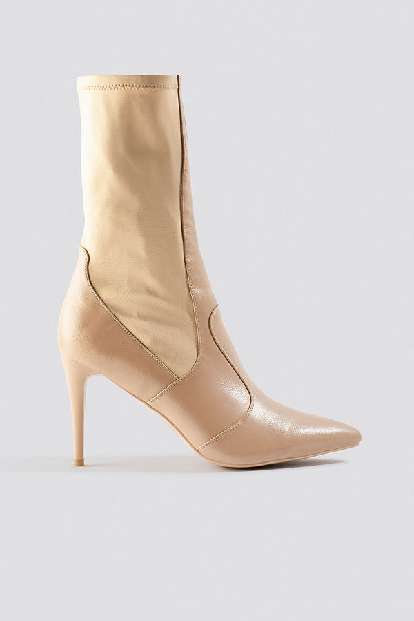 NA-KD Shoes Pointy PU Mix Boots beige