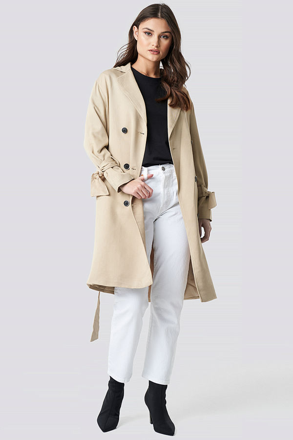 NA-KD Belted Trench Coat beige