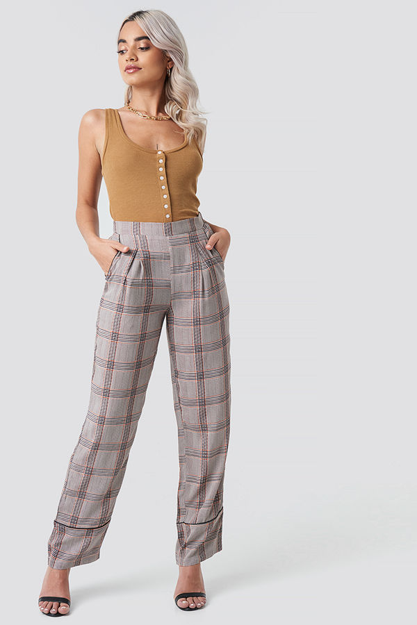 Rut & Circle grå rutiga byxor Check Piping Pant multicolor