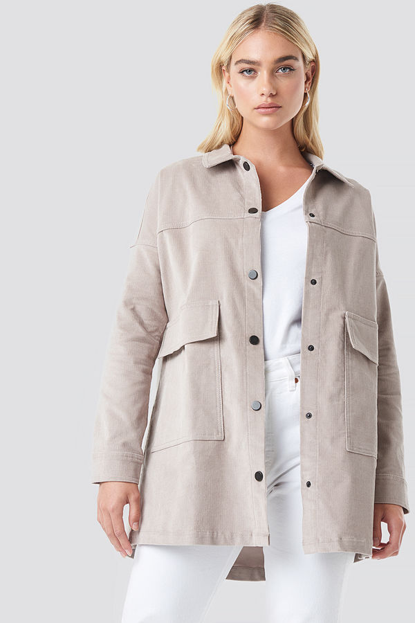 NA-KD Corduroy Overshirt Jacket beige