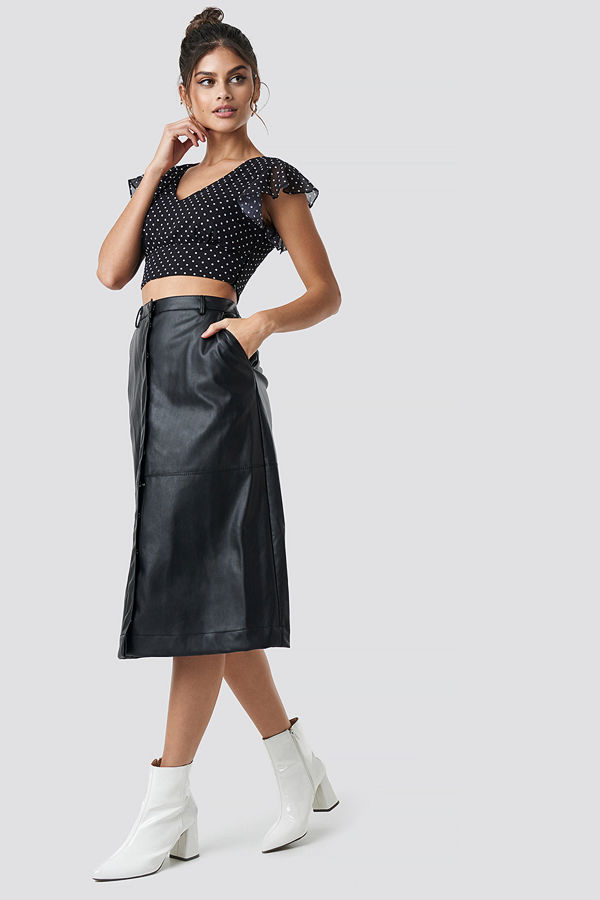 NA-KD Trend PU Midi Skirt svart