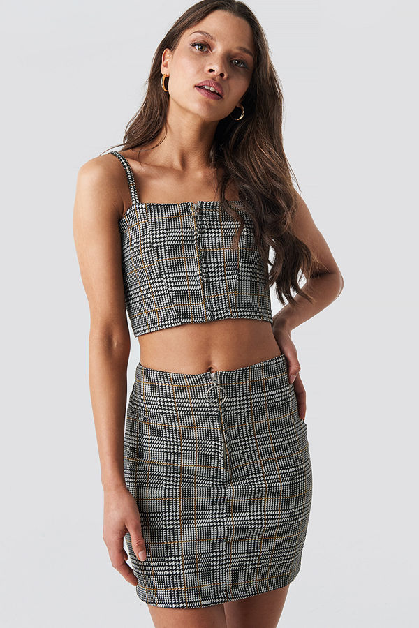NA-KD Co-ord Check Mini Skirt checkeröd