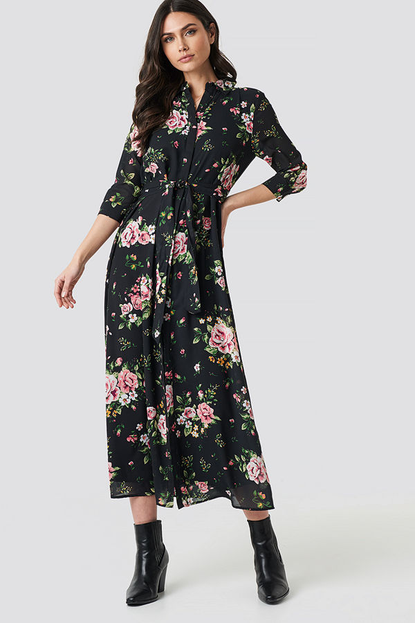 NA-KD Dark Floral Maxi Dress svart multicolor
