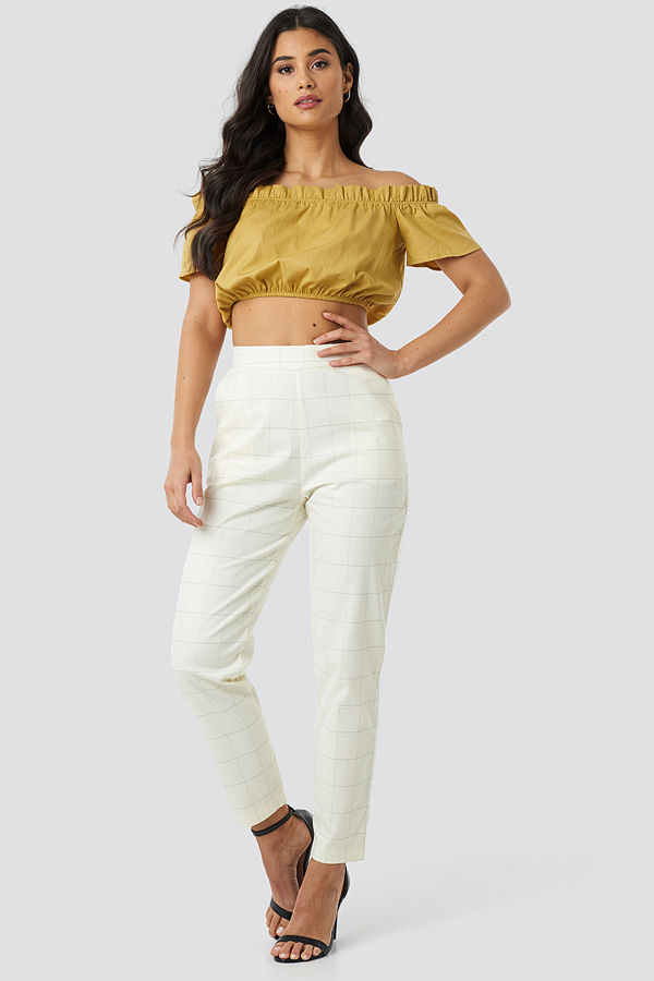 Trendyol vita byxor Milla Plaid Pants vit