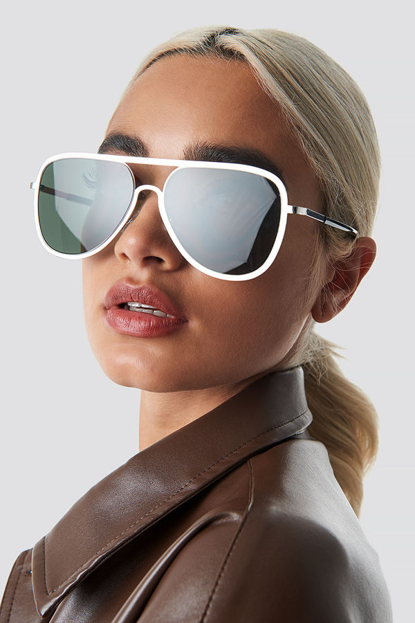 NA-KD Accessories Metal Frame Pilot Sunglasses grön