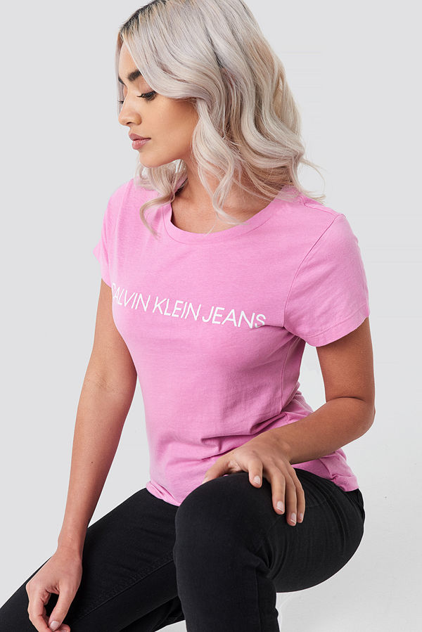 Calvin Klein Institutional Logo Slim Fit Tee rosa