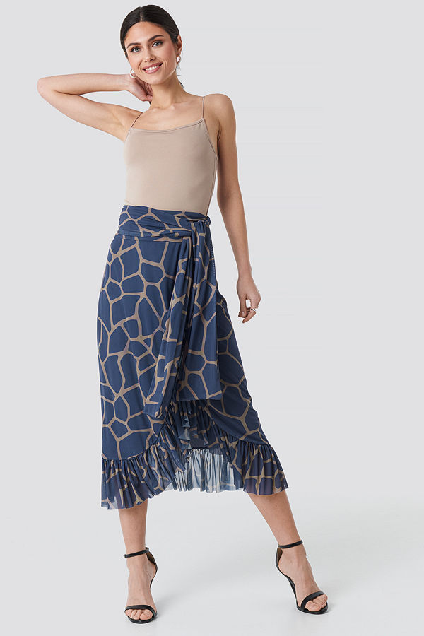 NA-KD Trend Mesh Tied Waist Ankle Skirt blå