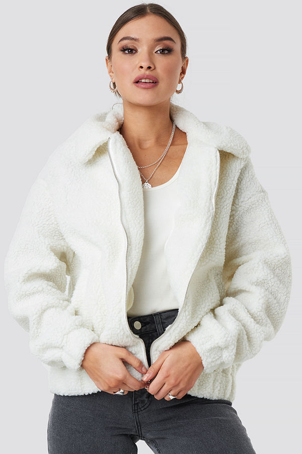 Lasula Teddy Bomber Jacker vit bomberjacka