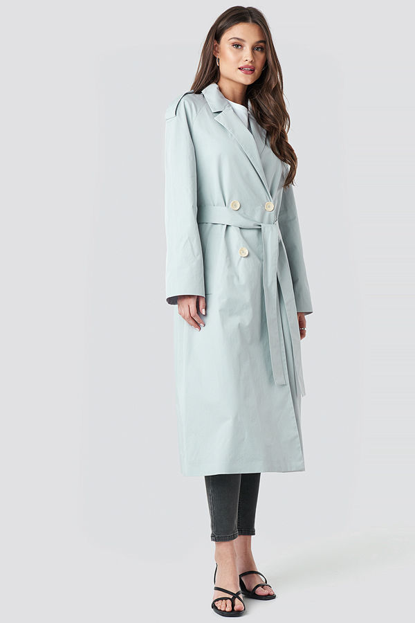 Mango Forty Trench Coat blå