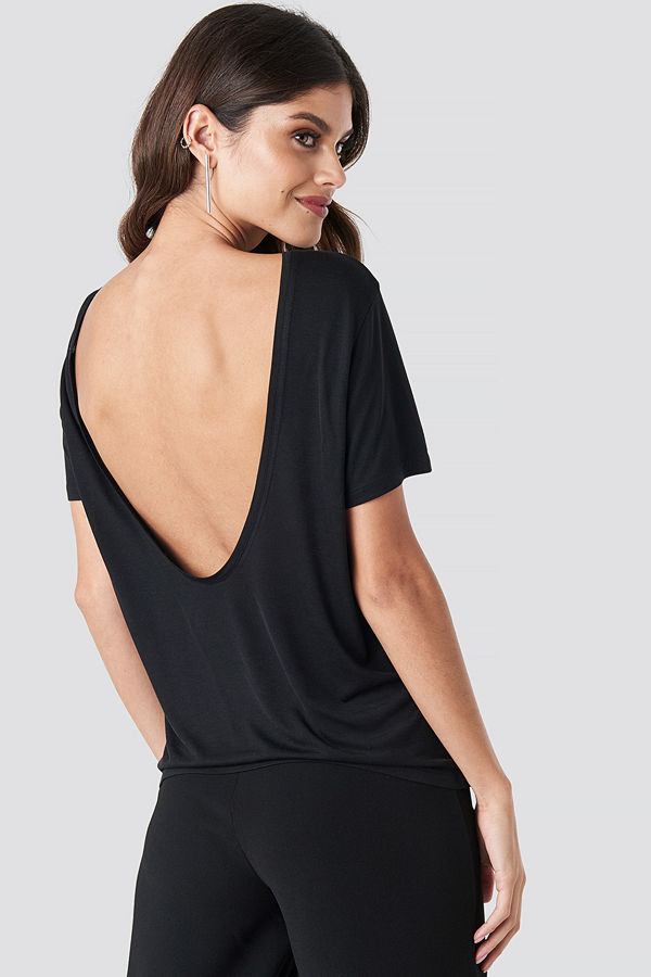 NA-KD Basic 2-Pack Deep Back Tee svart vit