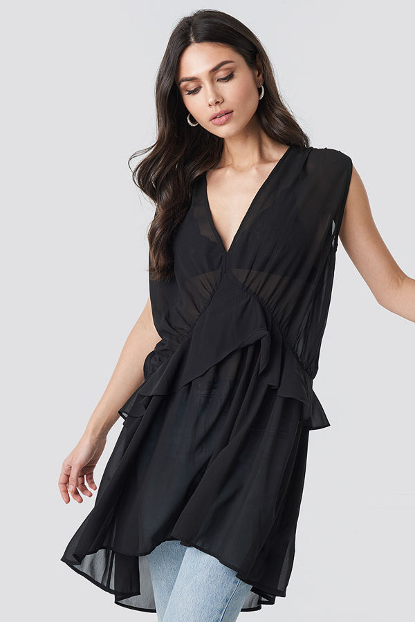 NA-KD Short Chiffon Dress svart