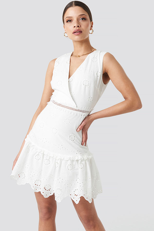 Trendyol Brocade Mini Dress vit