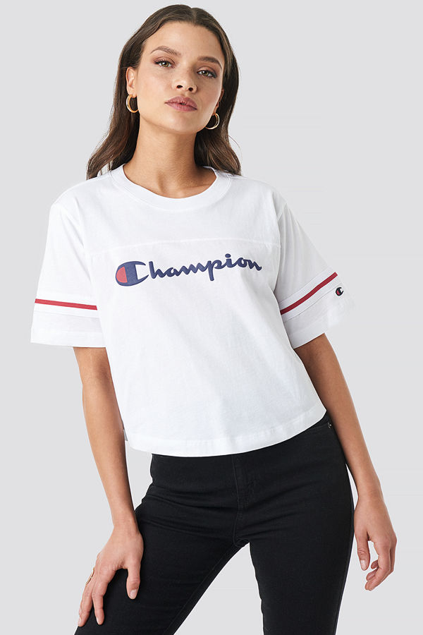 Champion Crewneck SS Croptop vit