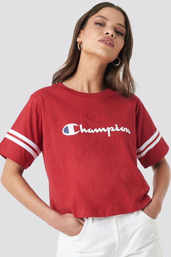 Champion Crewneck Short Sleeve Croptop röd