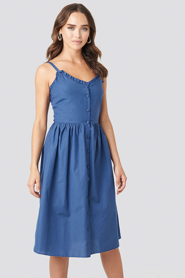 Trendyol Milla Button Detailed Midi Dress blå
