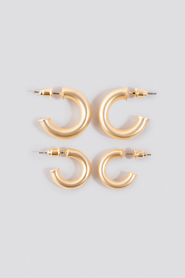 NA-KD Accessories smycke Flat End Mini Hoops (Double Pack) guld