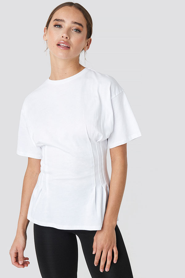 NA-KD Trend Marked Waist Tee vit