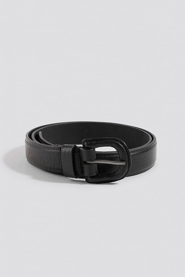 NA-KD Accessories Embossed Leather Belt svart