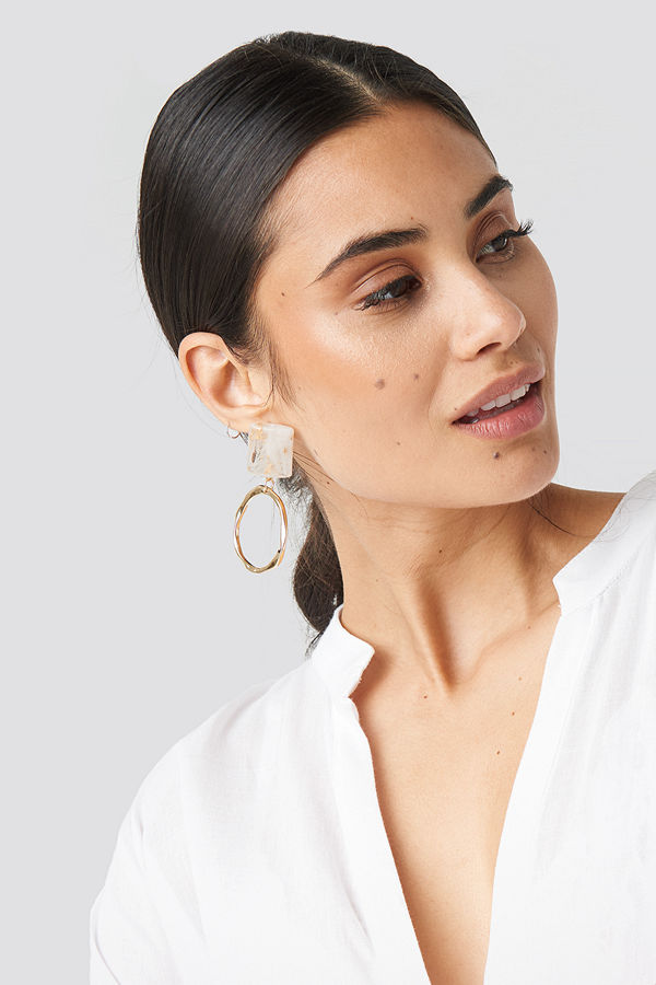 NA-KD Accessories smycke Top Stone Circle Earrings guld