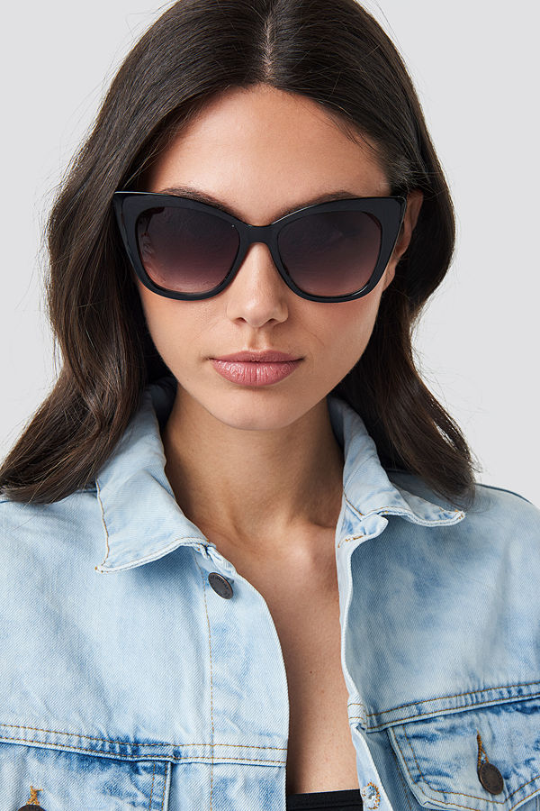 NA-KD Accessories Top Edge Cateye Sunglasses svart