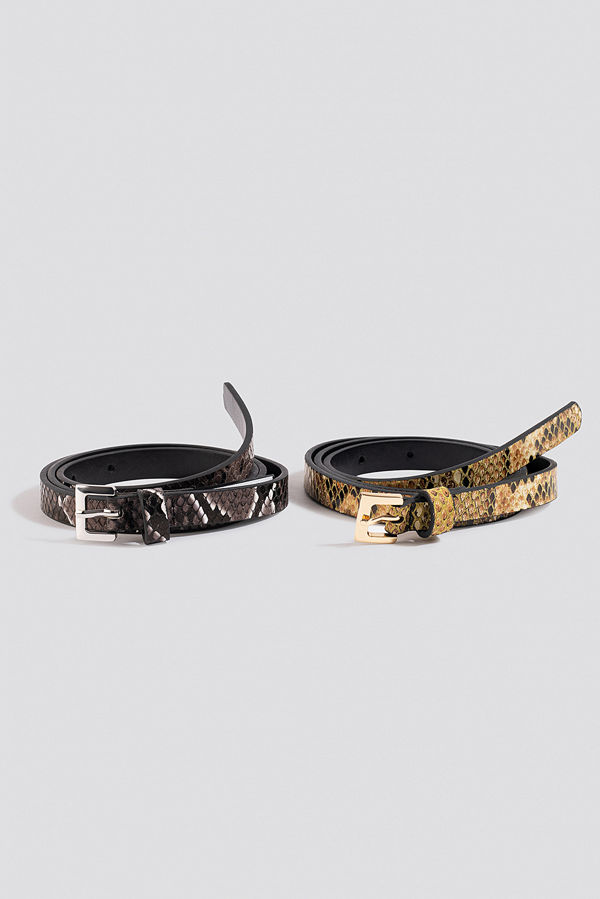 Mango Repti Belt 2-Pack svart guld