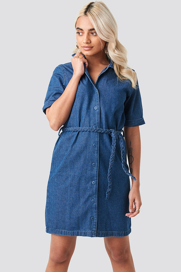 Trendyol Button Detailed Denim Mini Dress blå