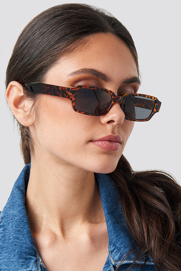 NA-KD Accessories Wide Rectangular Sunglasses brun