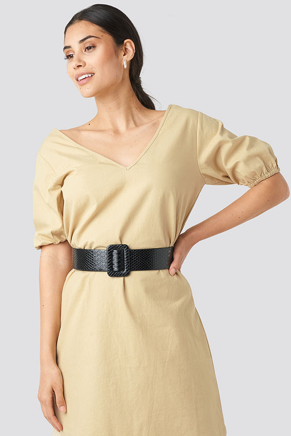 NA-KD Accessories Snake PU Waist Belt svart