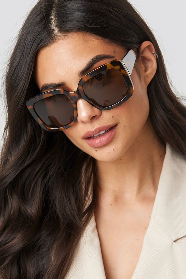 NA-KD Accessories Big Squared Sunglasses brun