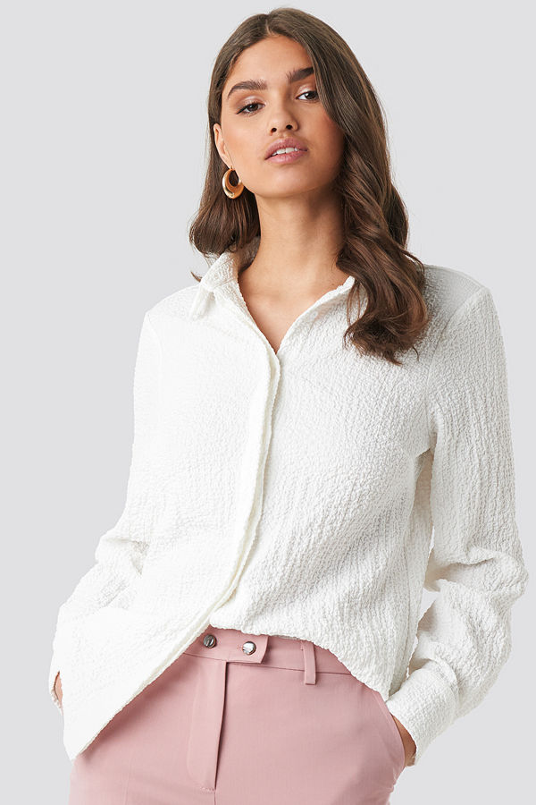 NA-KD Classic Structured Loose Fitted Shirt vit