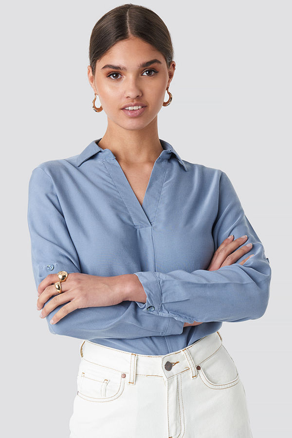 Trendyol Tencel Blouse blå