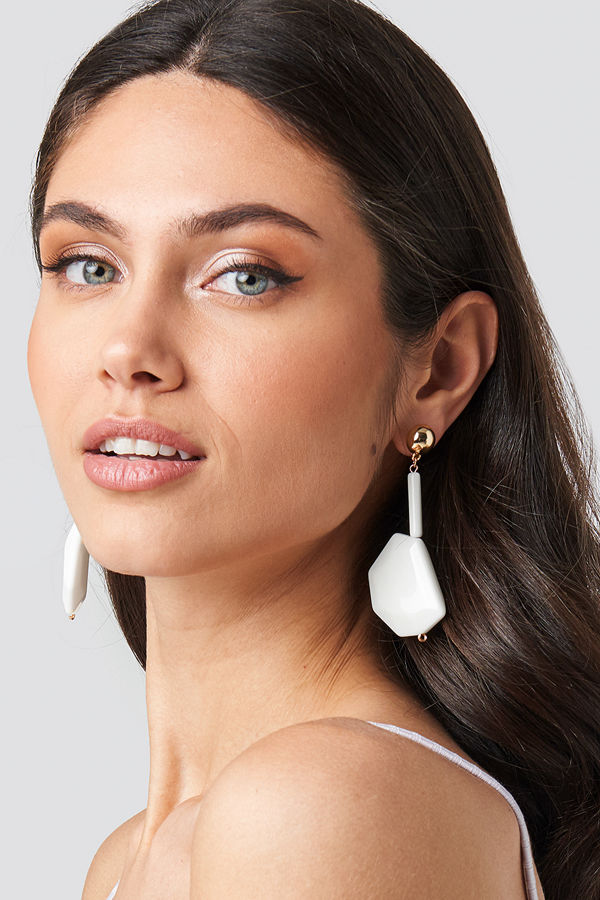 NA-KD Accessories smycke White Stone Drop Earrings vit