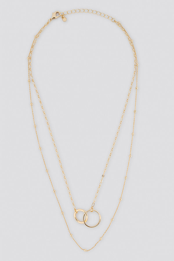 NA-KD Accessories smycke Connected Ring Layered Necklace guld