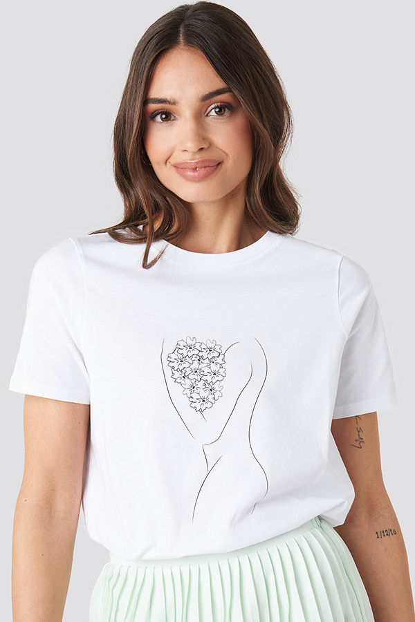 NA-KD Trend Bouquet T-shirt vit
