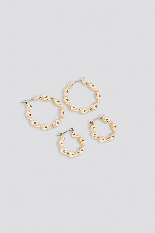 NA-KD Accessories smycke 2-Pack Twisted Hoop Earrings guld